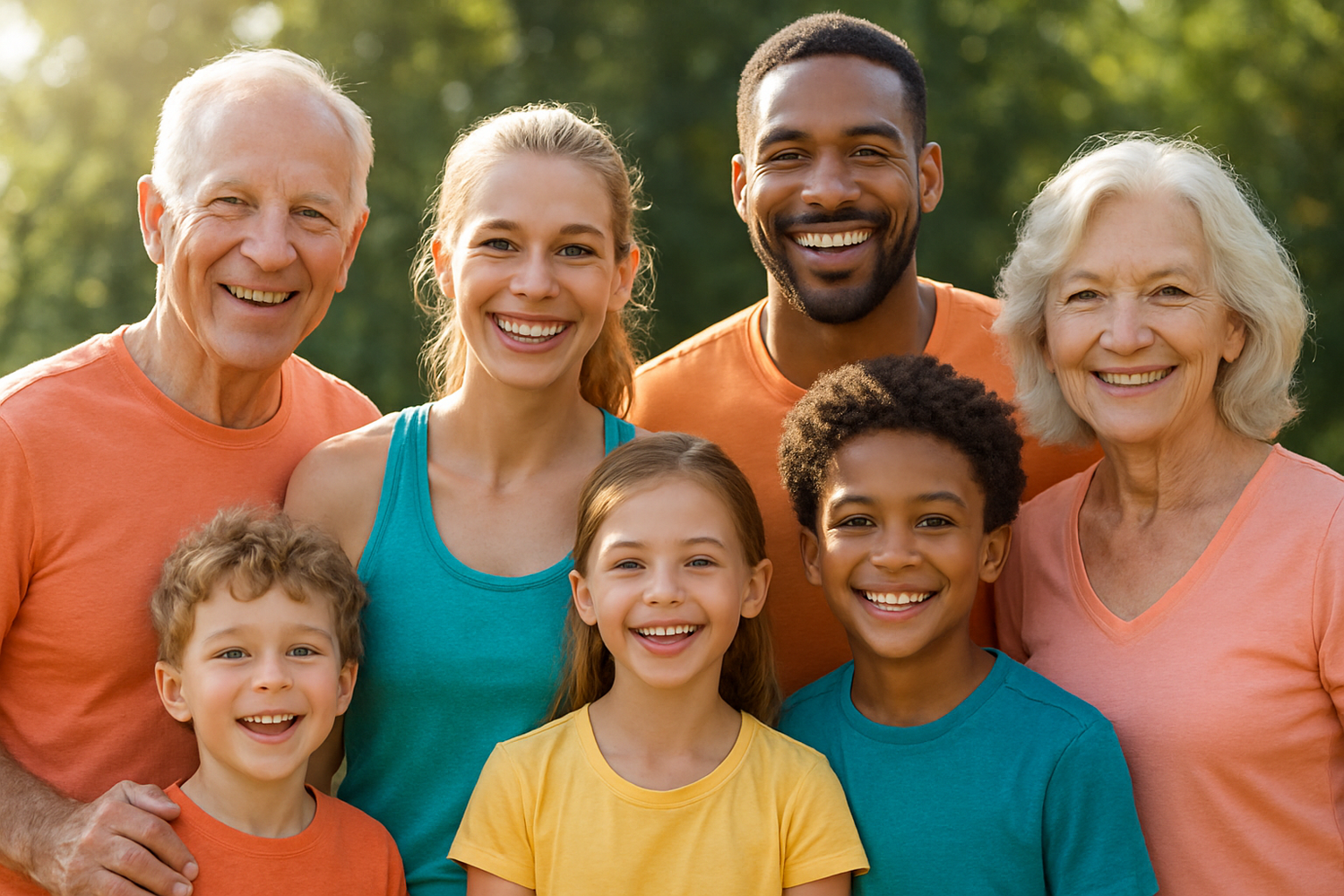 family with people of different ages looking healthy